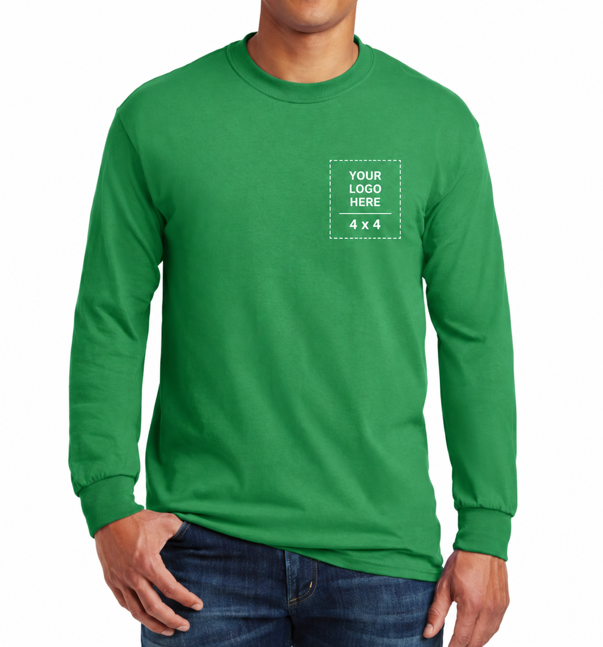 Custom Logo Embroidered/Printed Long Sleeve Cotton T-Shirt Gildan