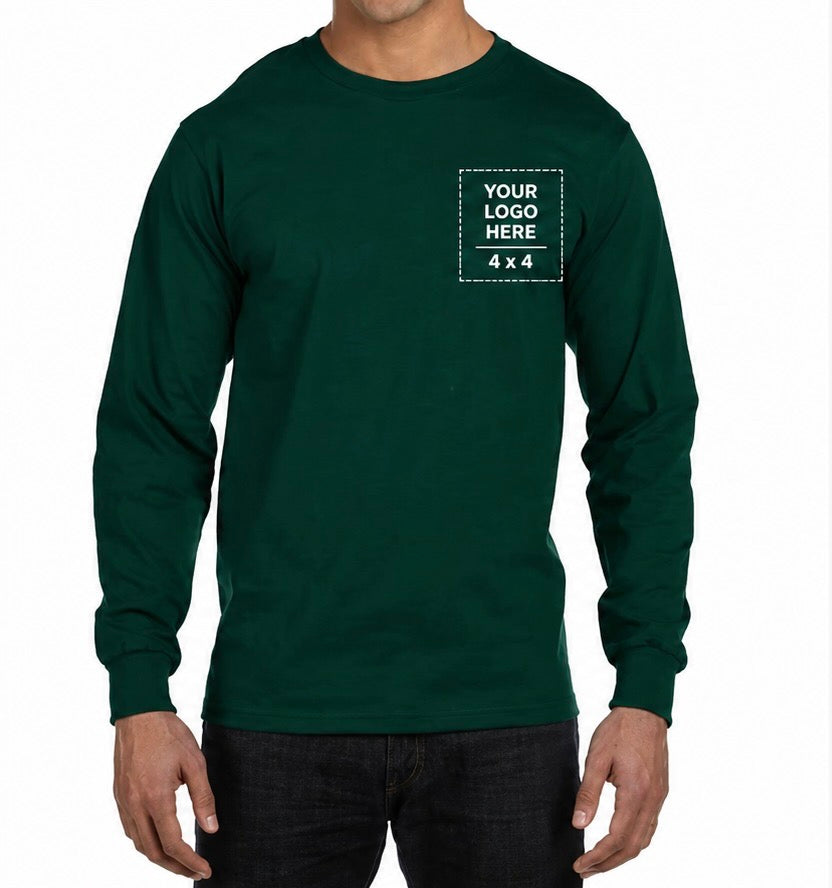 Custom Logo Embroidered/Printed Long Sleeve Cotton T-Shirt Gildan