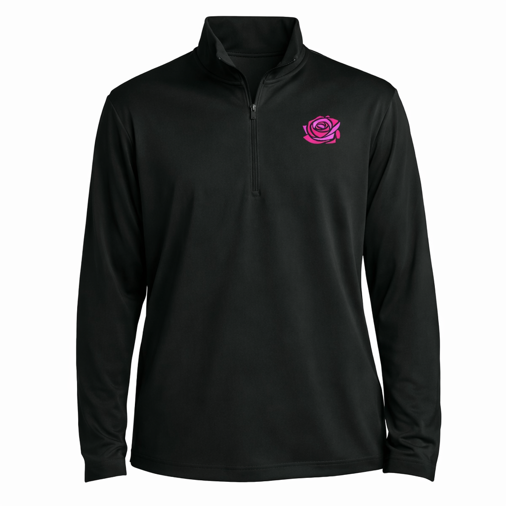 Mosaic Rose Embroidered 1/4 Zip Sweatshirt Sport Tek