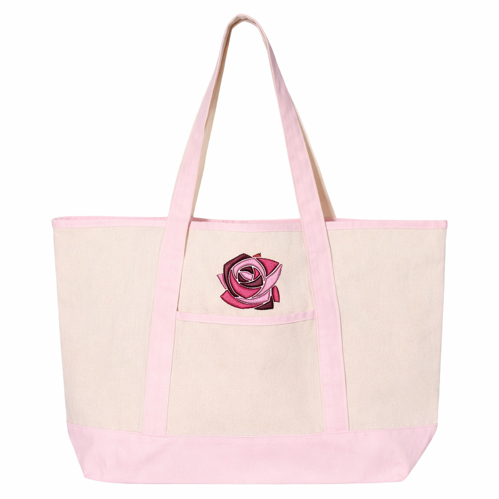 Mosaic Rose Embroidered Tote Bag