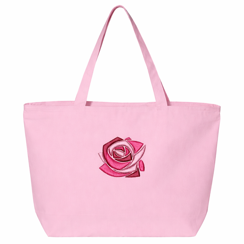 Mosaic Rose Embroidered Tote Bag
